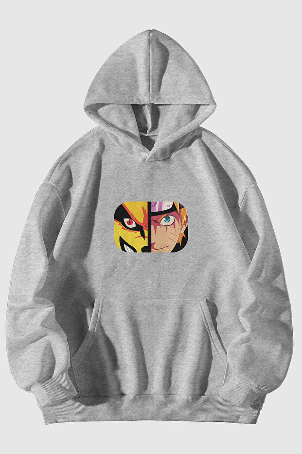 Naruto Nine-Tailed Fox Printed Unisex Kangaroo Pocket Hooded Sweatshirt Hoodie