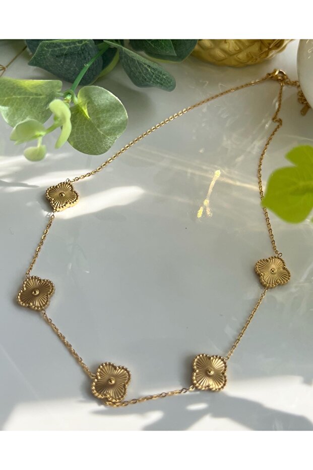 Çelik Yonca Model Kolye - 1