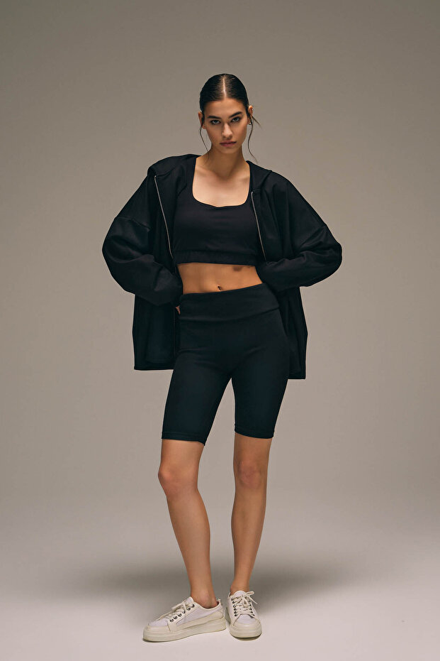 Kadın Viscose Örme Kısa Tayt - 2