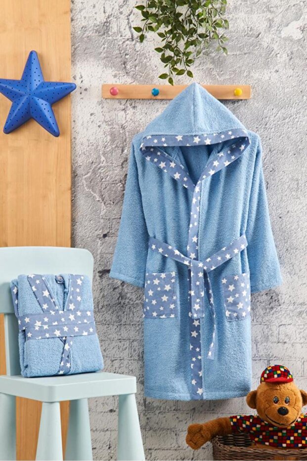 100% COTTON CHILDREN'S BATHROBE WITH HOODED / HAT