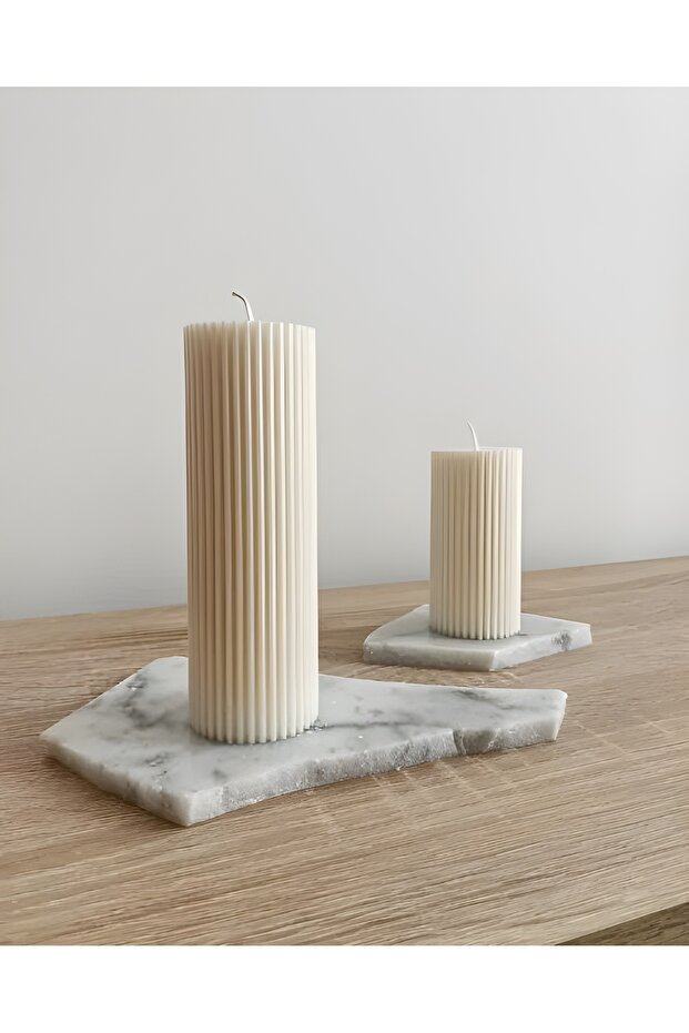 Basic pillar 2'li decorative candle set (boy 15x5 - 7.5x5) - 3