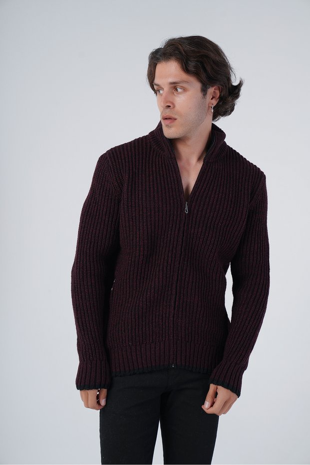 Black Men's Thessaloniki Knitted Muline Pocket Knitwear Wool Cardigan