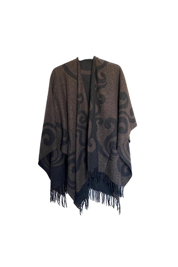 Keel Patterned Jacquard Poncho