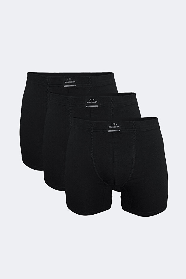 Men's Black 3-Piece Cotton Elastane Long Boxer 073