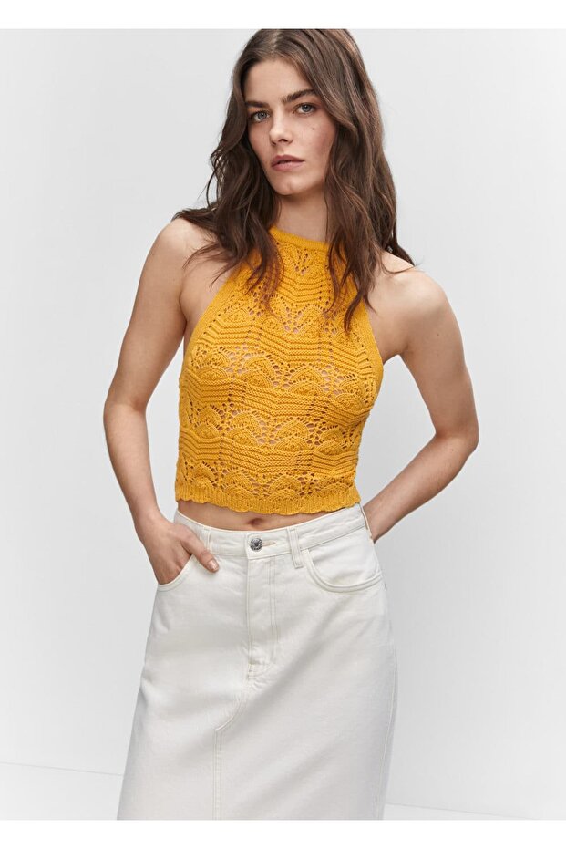 Halter Yakalı Kroşe Bluz - 13