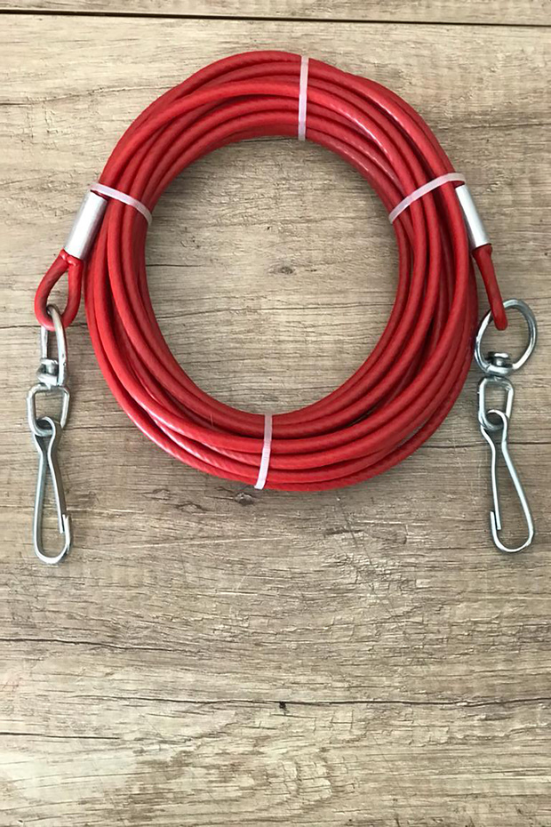 6 MM 8 METER DOG GARDEN TYING ROPE SWIVEL RED