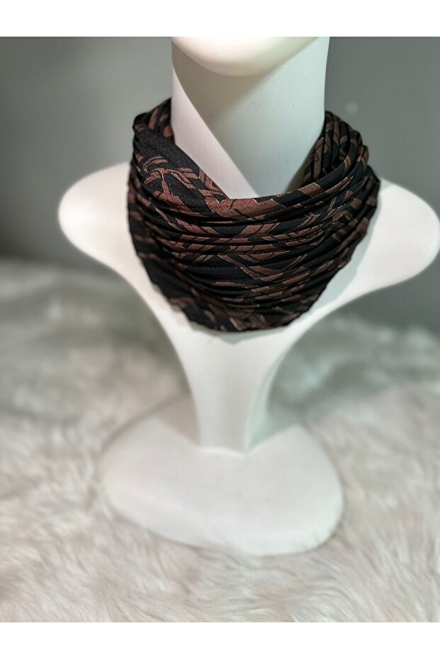 Pleated Silk Satin Scarf