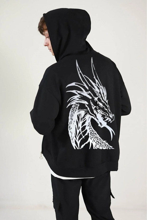 Digital Printed Unisex Two Thread Raised Zipper Hooded Sweatshirt Daxis Sportwear Company