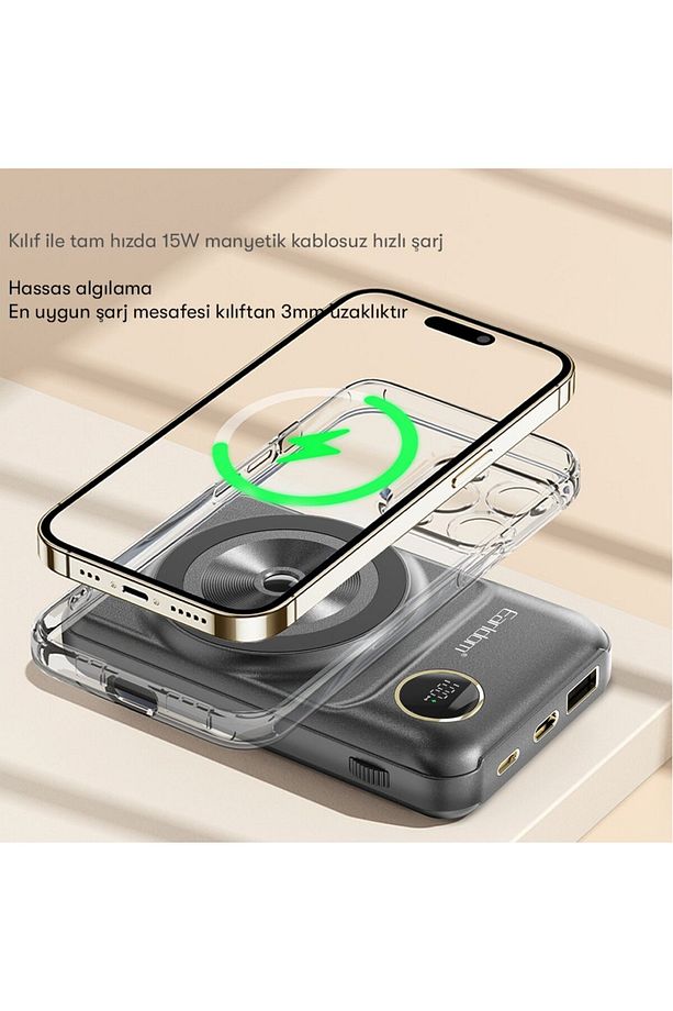 22.5W Hızlı Şarj 10.000 Mah Kablolu ve Kablosuz Magsafe Şarj Destekli Powerbank - 3