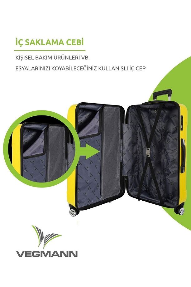 Vegmann Vela Kırılmaz Dayanıklı 3'lü Valiz Seti & Bavul Seti - 7
