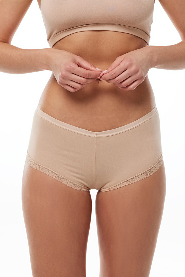 Women's Skin Color 6 Pack Wide Edge Lace Modal Panties 1908