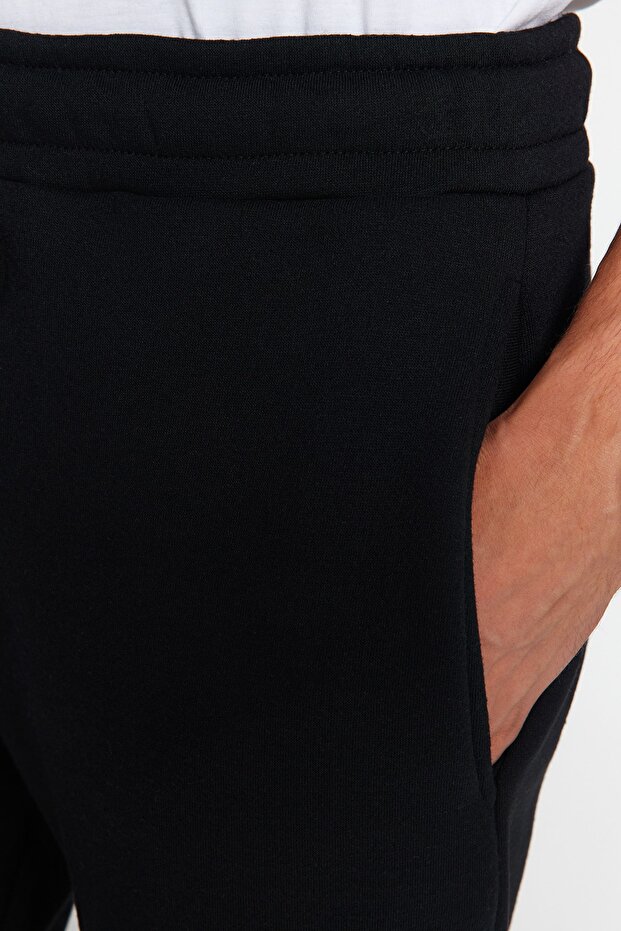 Black Cotton Open Leg Sweatpants - Regular Fit Tmnaw24Ea00011 - 5