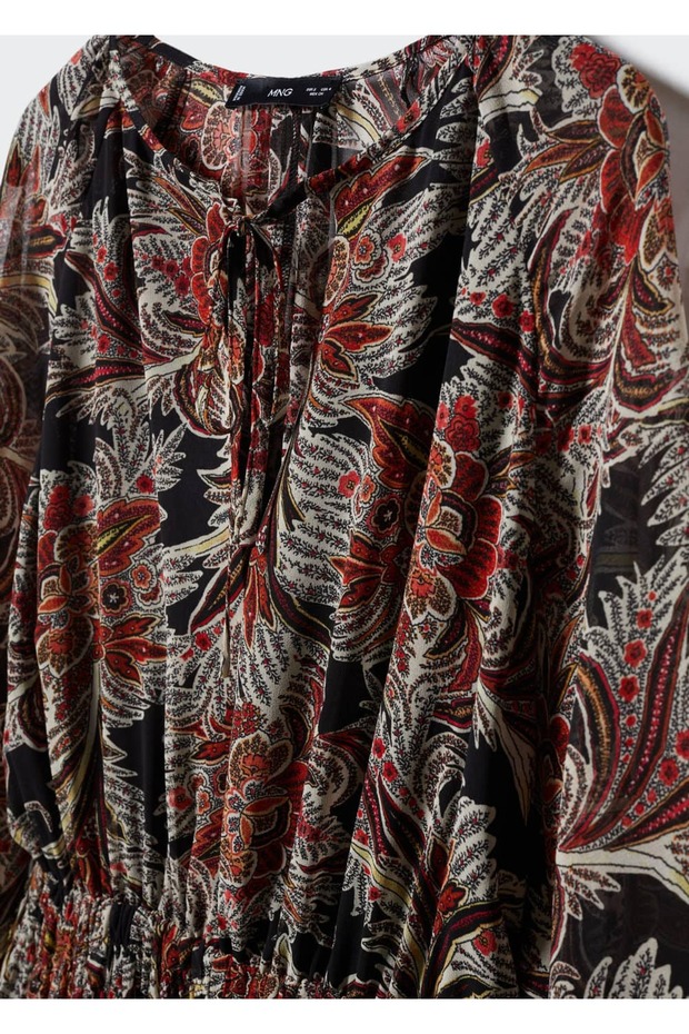 Çiçekli Şifon Elbise - 6