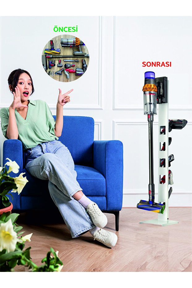 White Color Square Base Vertical Vacuum Cleaner Stand for Dreame 1c, V8, V9, V9b, V9p, V10 Models - 3