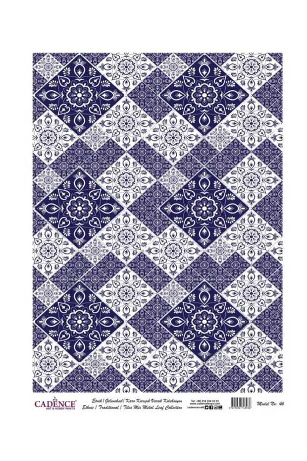Brass Decopage Patterned Silver Foil Paper - Model 46 - 1