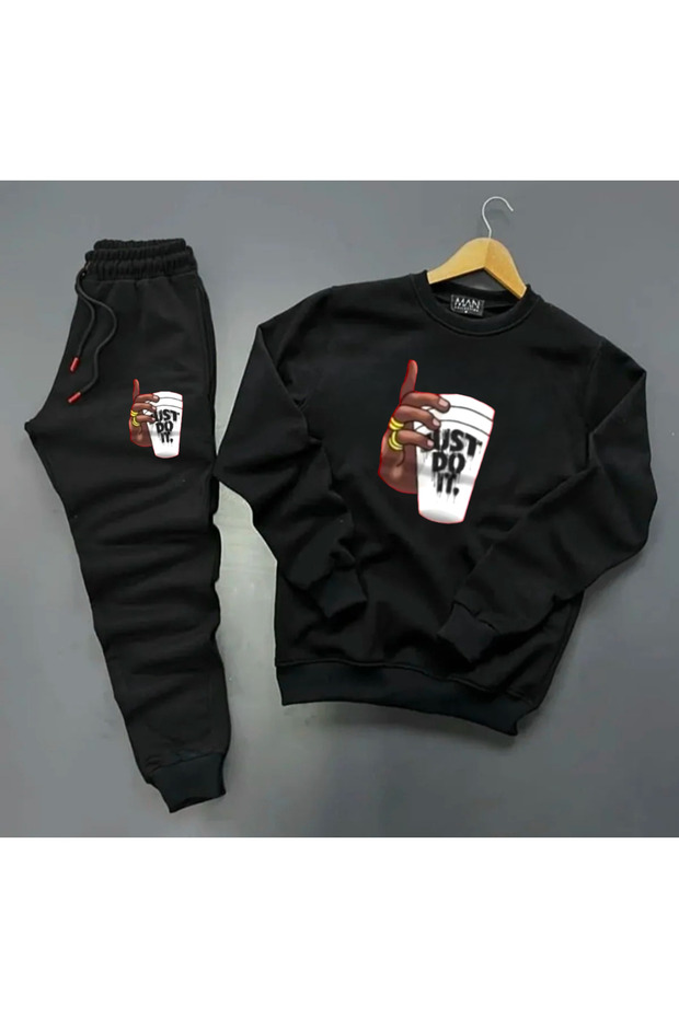 New Season Raised Unisex Crew Neck Sweat- Sweatpants 2-Piece Lower Upper Tracksuit Set