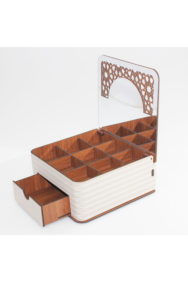 Jewelry Jewelry Box with Mirrored Compartments and Drawers Jewelry Necklace Ring Makeup Box Organizer