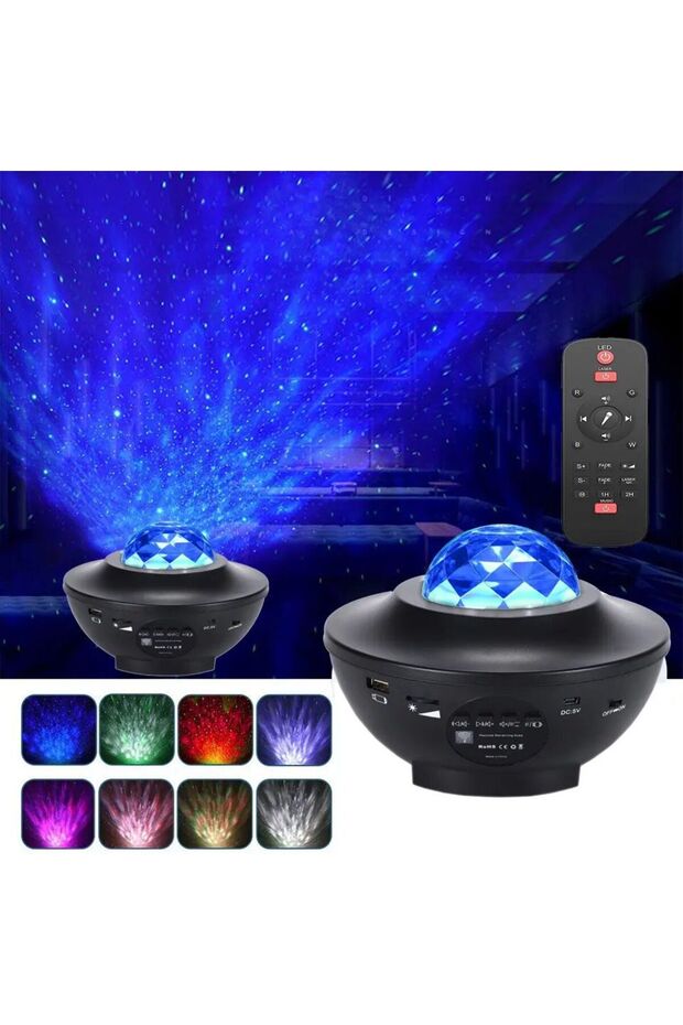 Projektör Bluetooth Hoparlör Sese Duyarlı Disko Parti Gece Lambası, Tavan Aydınlatıcı - 1