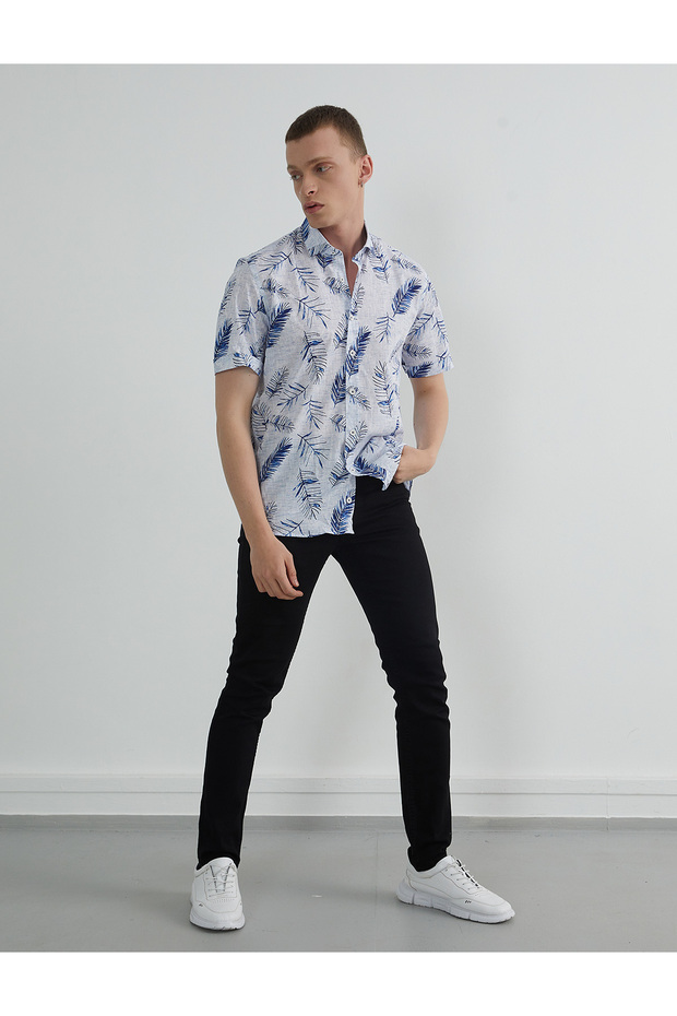 قميص منقوش بأكمام قصيرة - 5