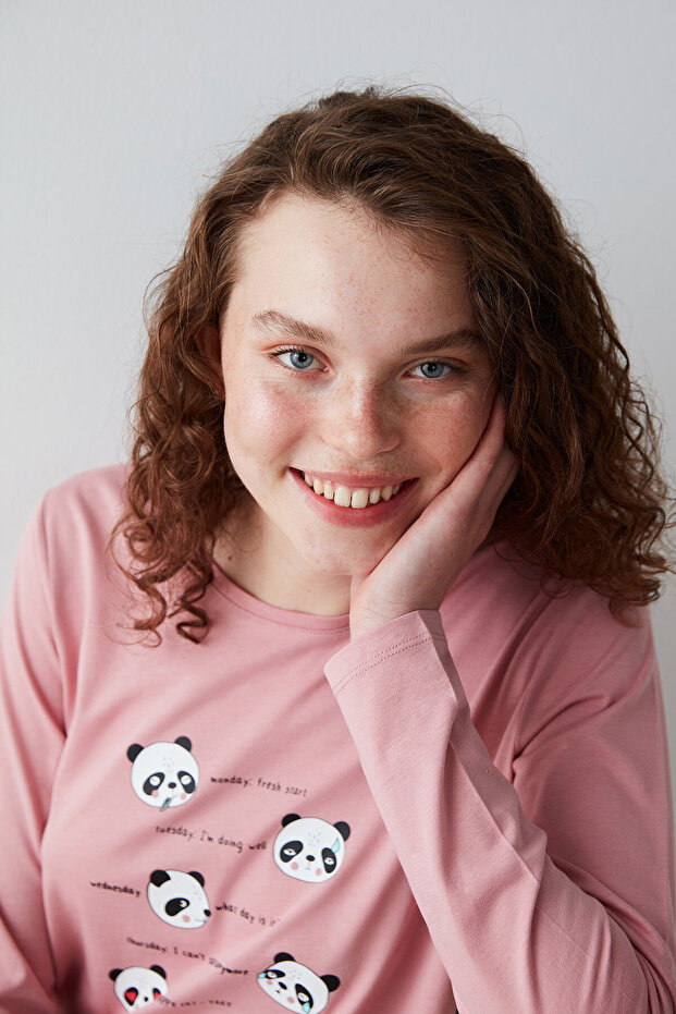 مجموعة بيجامة مزاجية أسبوعية منقوشة على شكل باندا - 3