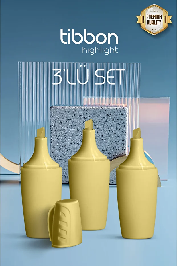 Highlight Fosforlu Kalem 3 Lü Set Sarı 122 - 1