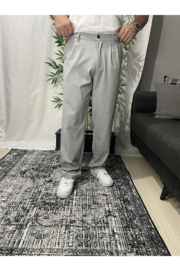 Gri Pileli Baggy Pantolon Pl13 - 3