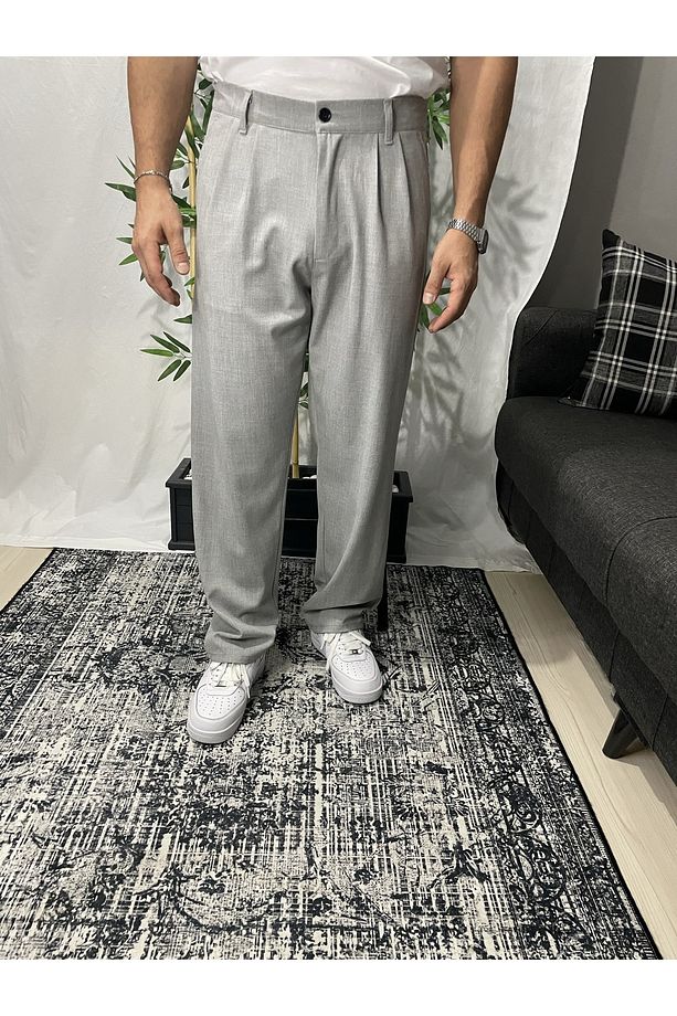 Gri Pileli Baggy Pantolon Pl13 - 1