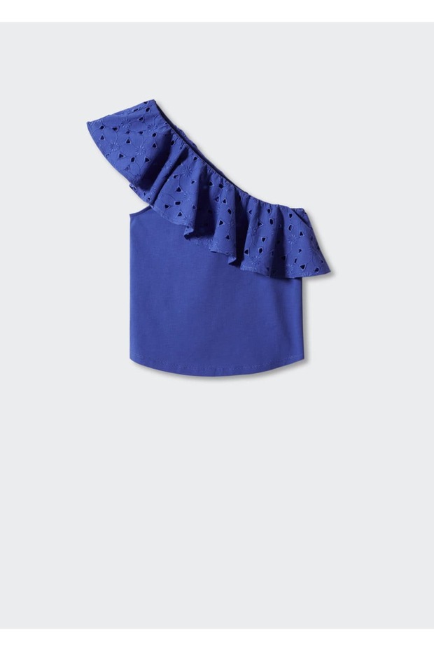 Volanlı işlemeli asimetrik bluz - 3