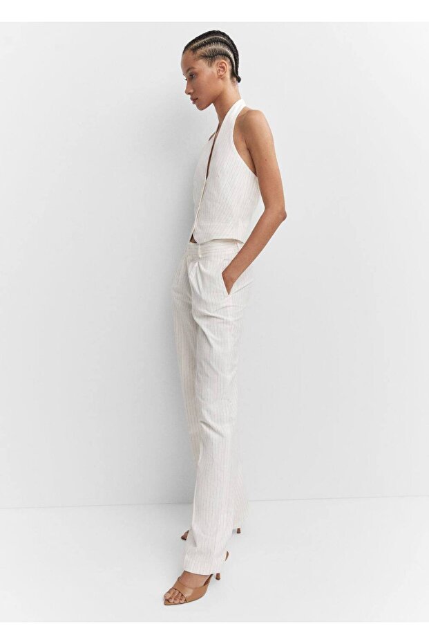 Düğmeli halter yaka yelek - 5