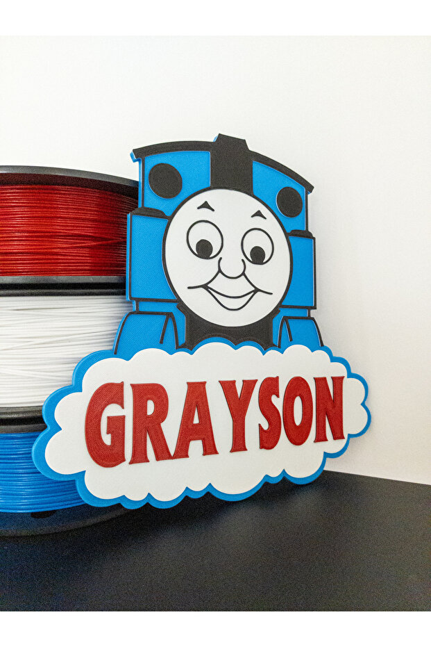 3 Boyutlu Thomas Tren Çocuk Odası Dekor Kapı Ve Duvar Süsü Parti Süsü - 3
