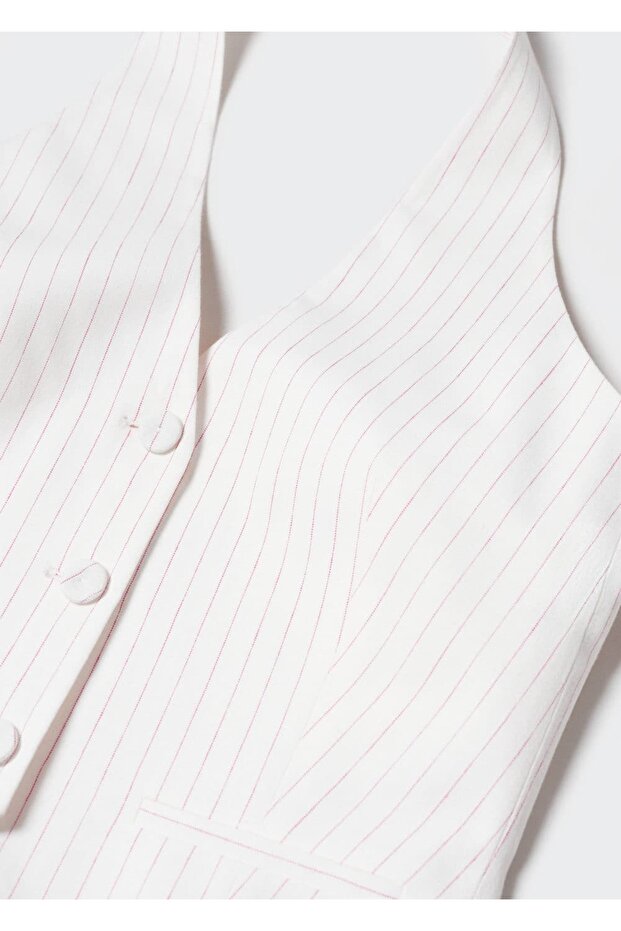 Düğmeli halter yaka yelek - 7