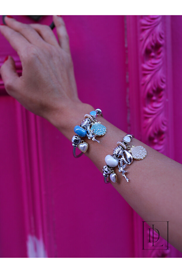 Midye Model Hareketli Charm Çelik Bileklik