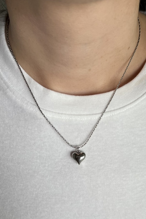 Silver Heart Çelik Kolye - 2
