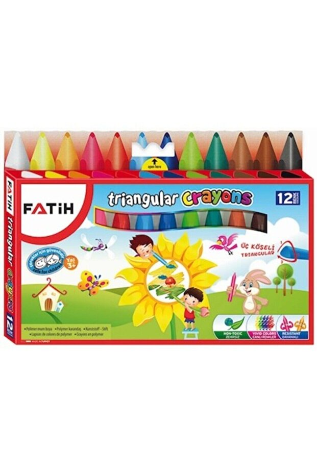 Üçgen Mum Boya 12'li Jumbo Triangular Polimer Crayons - 4