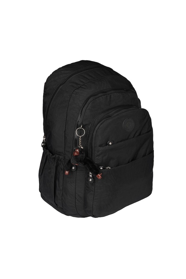 MONKEY DETAILED MULTIPLE COMPARTMENT Crinkle Waterproof Fabric Large Size Unisex School Backpack And Travel Bag