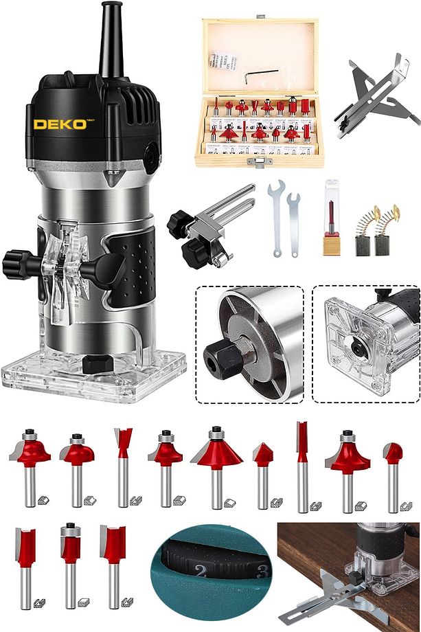 Bakır Sargı System 3000W Devir Ayarlı Formika Freze Makinesi 6 Mm Pens + 12 Adet Uç Set Hediye - 1