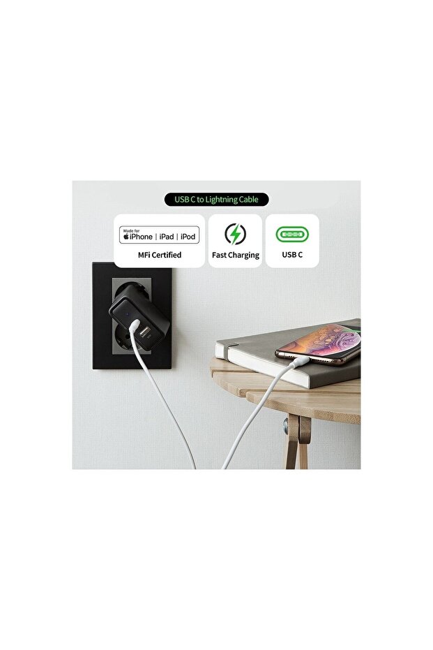 Essential USB-C to Lightning (1 Metre) Hızlı Şarj/Data Kablosu C10CL White - 000CA25416 - 5