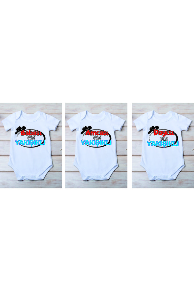 Uncle Uncle Dad Printed Cotton Baby Bodysuit Set of 3