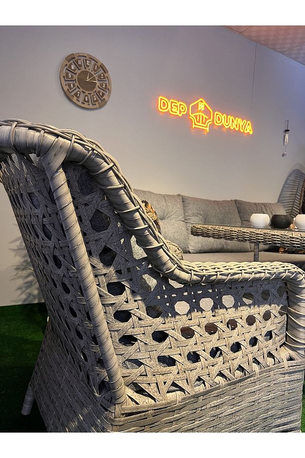 Lumar Rattan Bahçe Mobilyası Bahçe Takımı Oturma Grubu 3'lü - 7 Kişilik Bahçe Takımı - 4