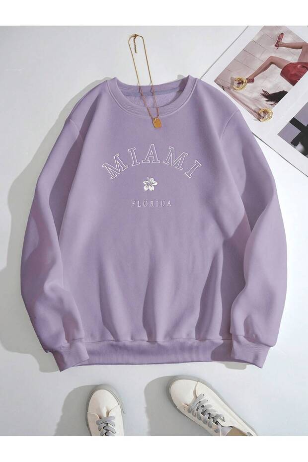 CODE ADR-SHEN EZwear Letter Graphic Thermal Lined Sweatshirt