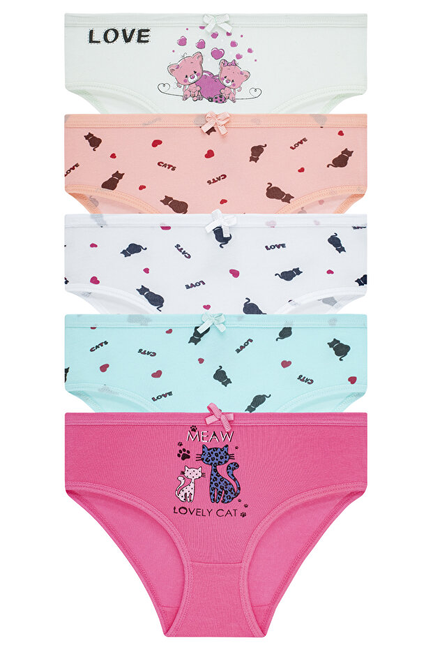 Girl's Mixed Color Panties 5 Pack Byo3310