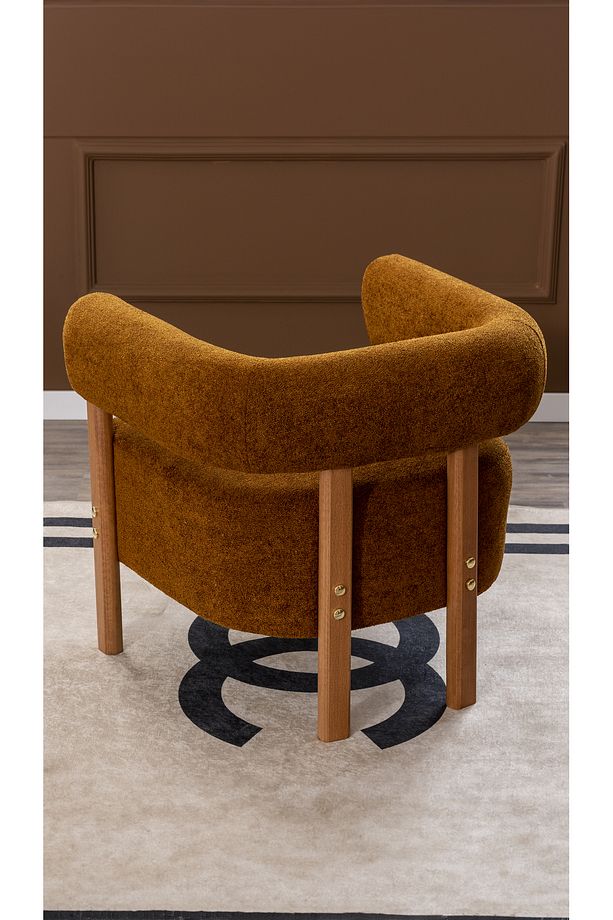 Sweet mod Ahşap Ayaklı Bukle Berjer Tütün - 3
