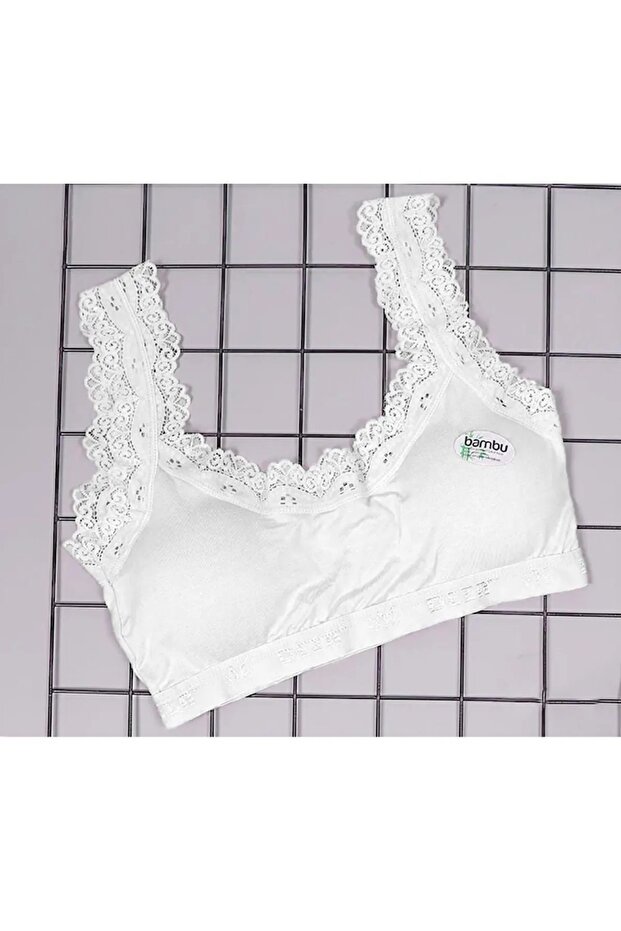 Bambu Pedli Kalın Askılı Dantel Modelli Büstiyer Krop - 1