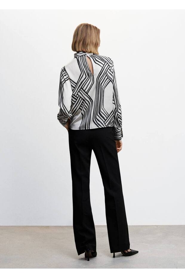 Desenli Saten Bluz - 4