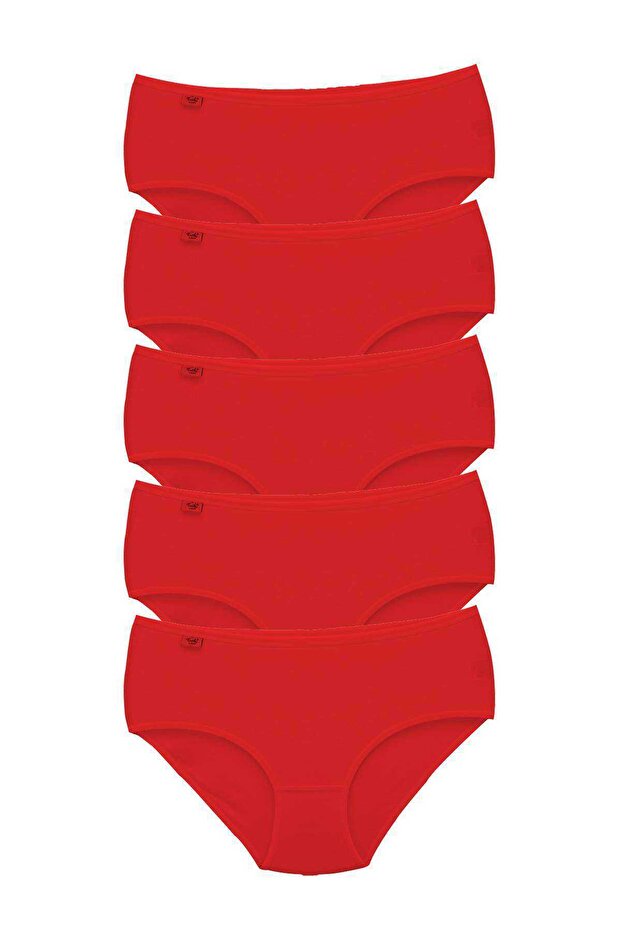 Mlvx 5 Pieces Passion Women's High Waist Bato Thin Rubber Panties Red Blsm