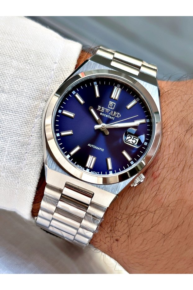 Silver Color Classic Luxury Steel Automatic Business Men's Wrist Watch + Bracelet with Gift