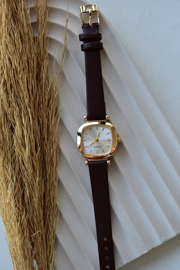 Square Siyah Deri Kayış Saat - 3