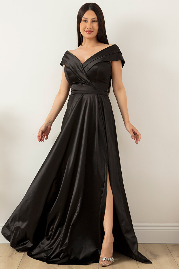 Düşük Omuz Satren Abiye Elbise 39654 - 1