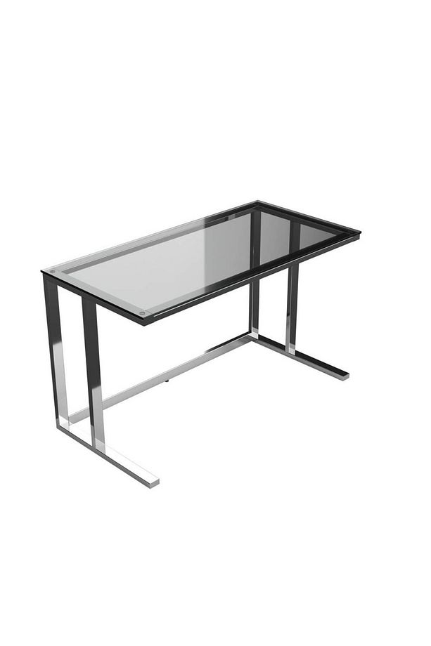 Tekli Desk Çalışma Masası Parlak Paslanmaz Ayak Siyah Cam - 3