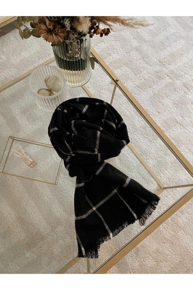 Siyah Ekose Atkı - 1